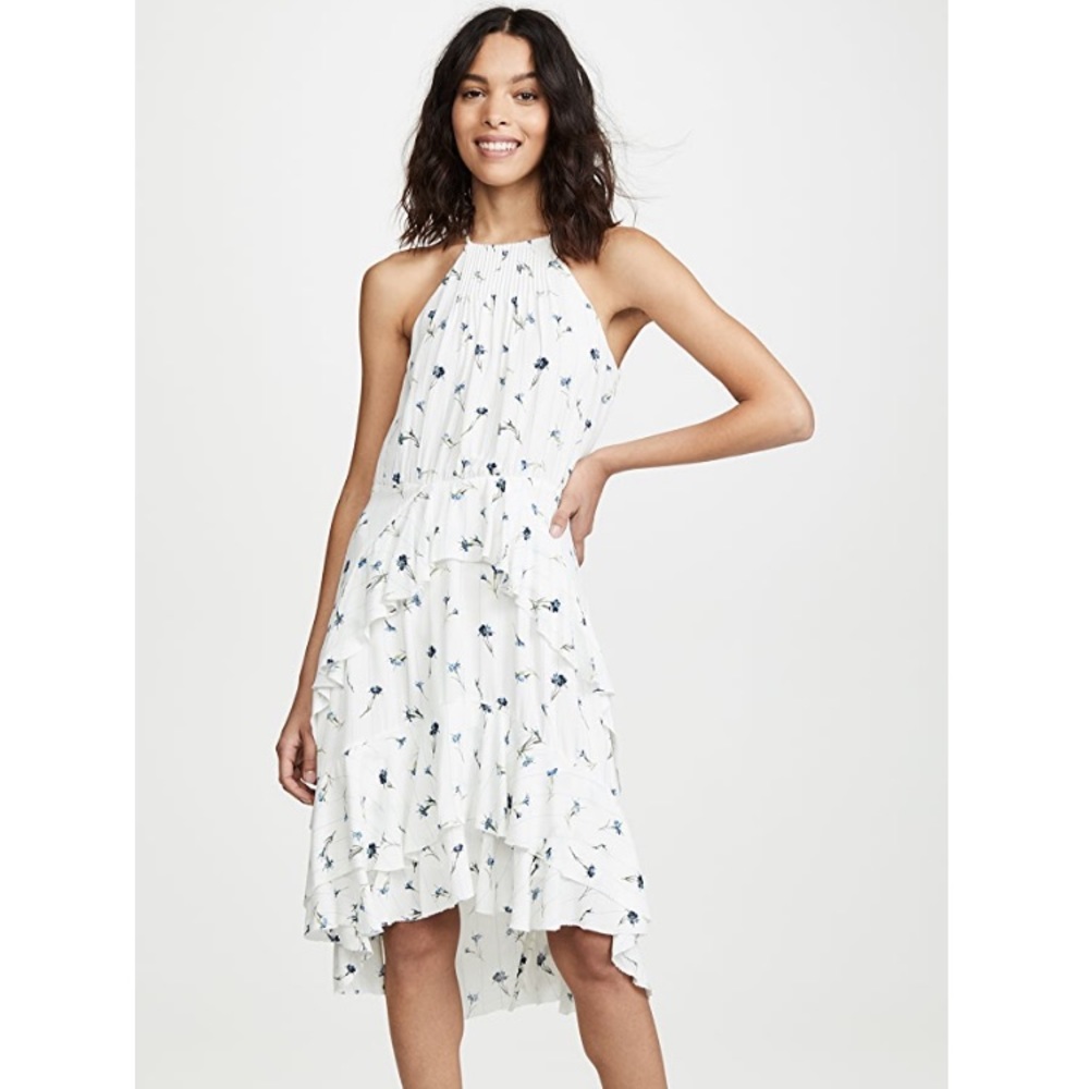 Joie Lamberta Halter Floral Ruffle High-Low Dress - Picture 4 of 16